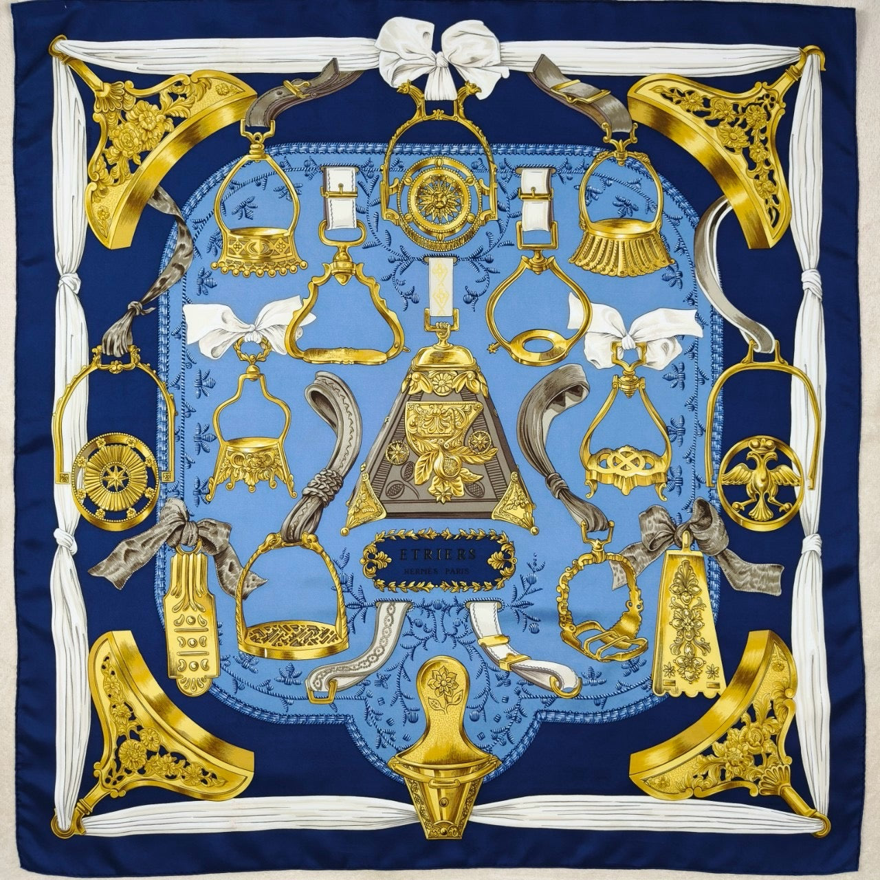 Hermes Paris vintage silk scarf